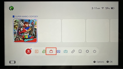 Nintendo Switch 2 Men&uuml; mit eShop-Symbol