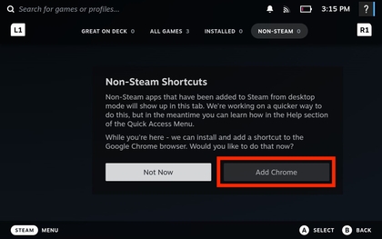 Google Chrome zum Valve Steam Deck hinzuf&uuml;gen