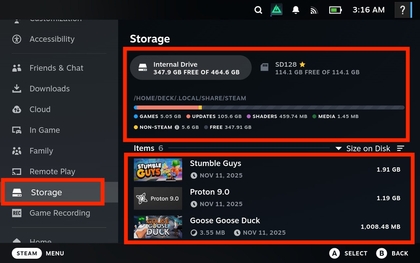 Steam Storage Device How to Check Storage Space on Your Steam Deck OLED Console | ManualsLib