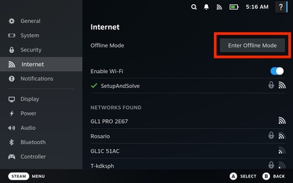 Option Offline-Modus aktivieren