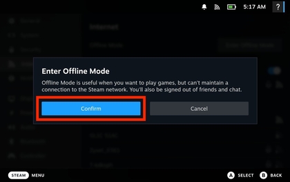 Best&auml;tigung des Offline-Modus