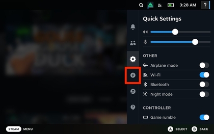 Akkusymbol im Steam Deck Quick Access Menu (Schnellzugriffsmen&uuml;)