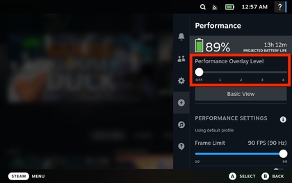 Option zum Deaktivieren des Leistungs-Overlays auf dem Steam Deck OLED