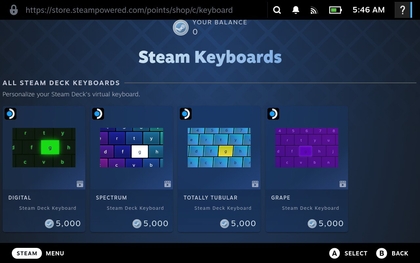 Auswahl der Tastatur-Designs im Punkte-Shop