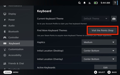 Punkte-Shop auf Steam Deck