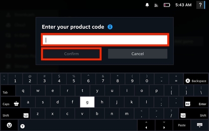 Einen Produktcode auf dem Steam Deck eingeben