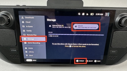 Micro-SD-Karte im Steam Deck formatieren