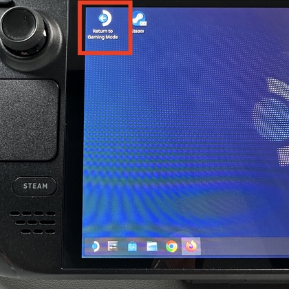 Doppeltippen auf das Symbol, um auf dem Steam Deck zum Spielemodus zur&uuml;ckzukehren