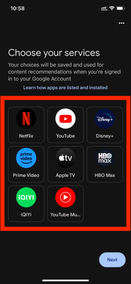 Google TV Anpassungsoptionen