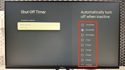 Einstellungen des Abschalttimers