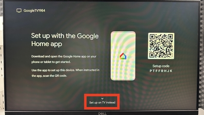 Option 'Auf dem TV einrichten' auf Google TV