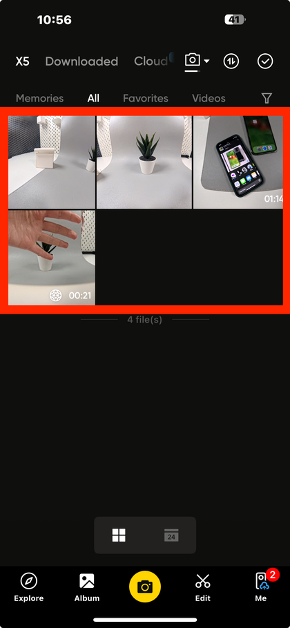 Kuchagua picha kwenye app ya INSTA360