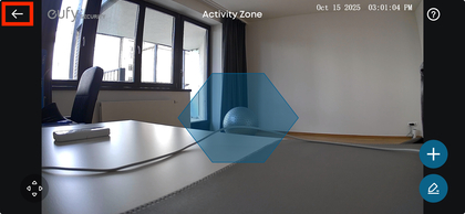Back arrow to save settings in Eufy app