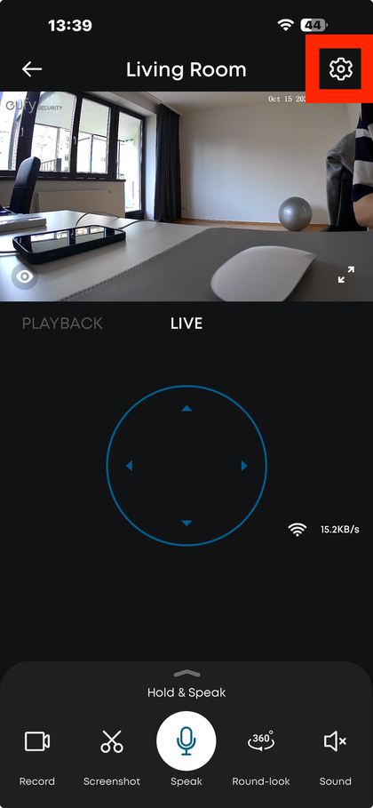 Settings menu in Eufy app