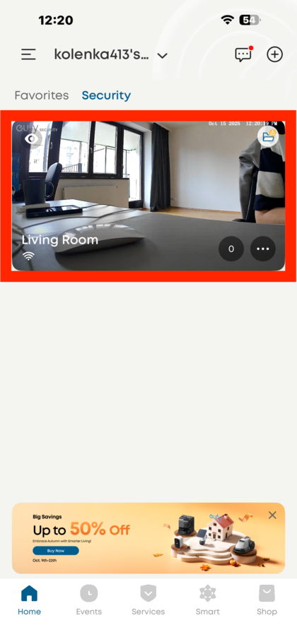 Vista en vivo en la aplicaci&oacute;n Eufy