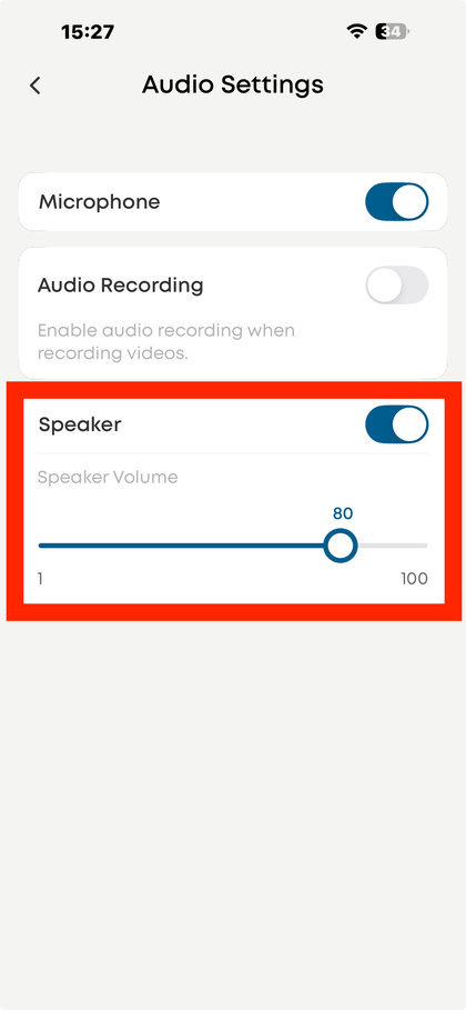 Cursore di controllo del volume dell'altoparlante