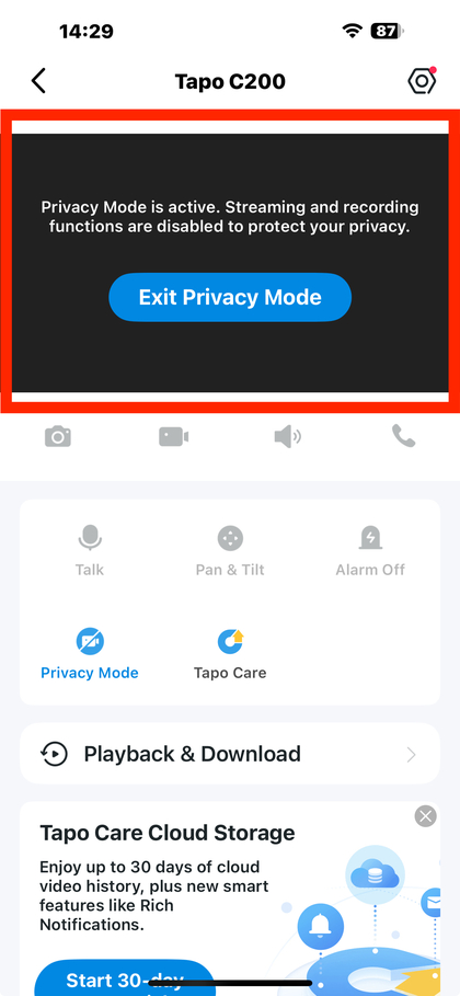 Mensagem de confirma&ccedil;&atilde;o para ativar o Modo de Privacidade