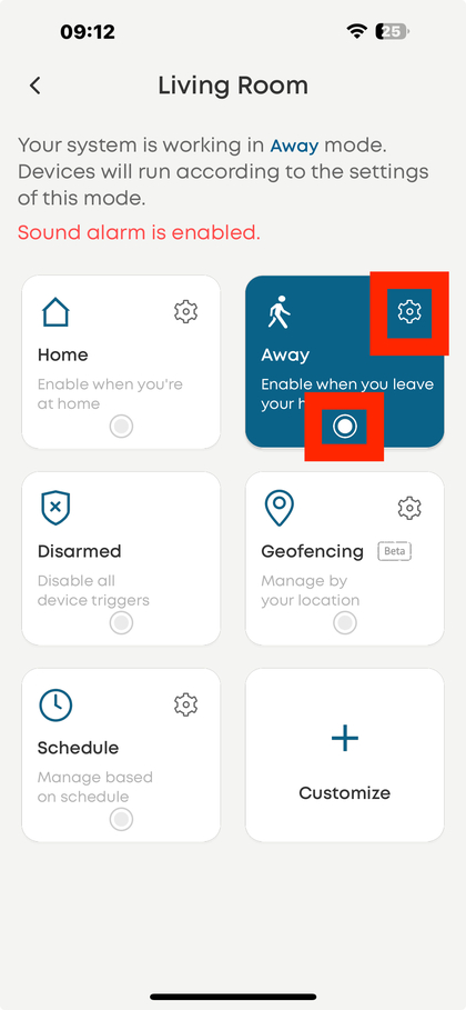 Ajustes del Modo Ausente en la aplicaci&oacute;n Eufy