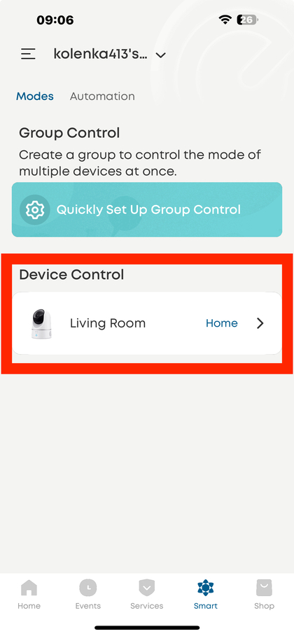 Pesta&ntilde;a Dispositivos en la aplicaci&oacute;n Eufy
