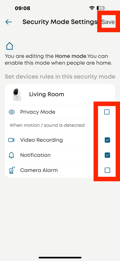 Activar los ajustes del Modo Hogar en la aplicaci&oacute;n Eufy