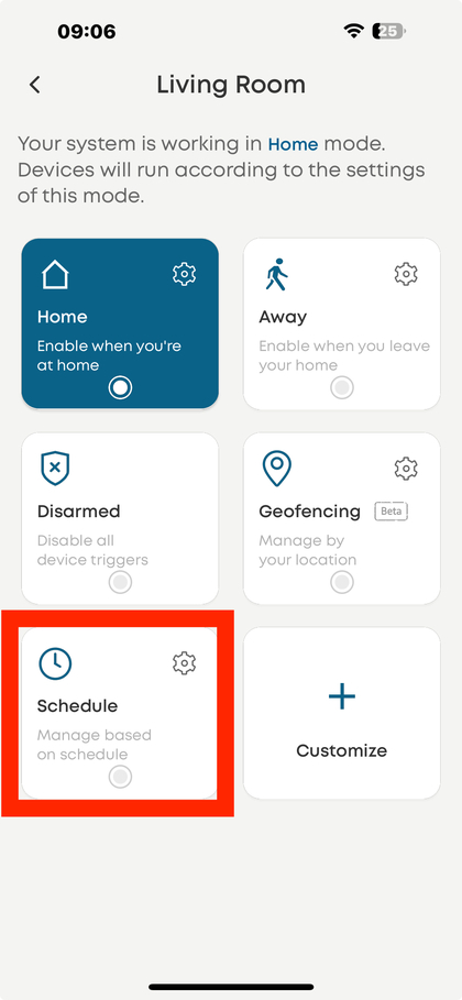 Ajustes del Modo Programado en la aplicaci&oacute;n Eufy