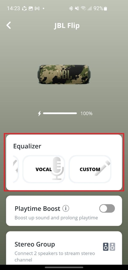 Opțiuni de setări ale egalizatorului