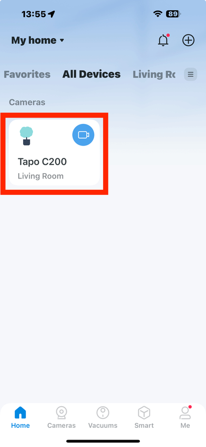 Liste der Ger&auml;te in der Tapo App