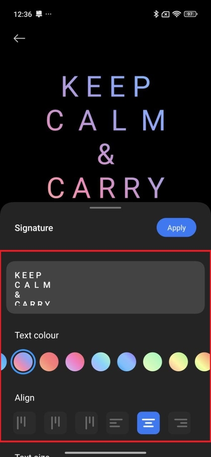Option de personnalisation du texte sur Xiaomi 15T Pro