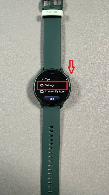 Accediendo al men&uacute; de configuraci&oacute;n en Garmin Vivoactive 6