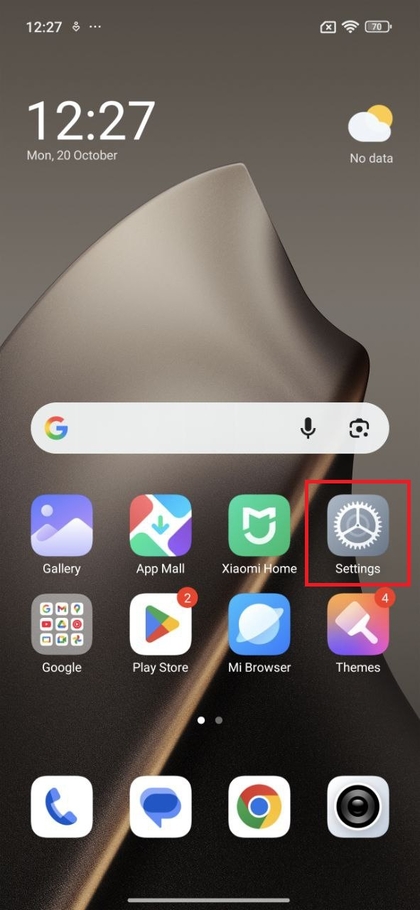 Aprire l'app Impostazioni su Xiaomi 15T Pro