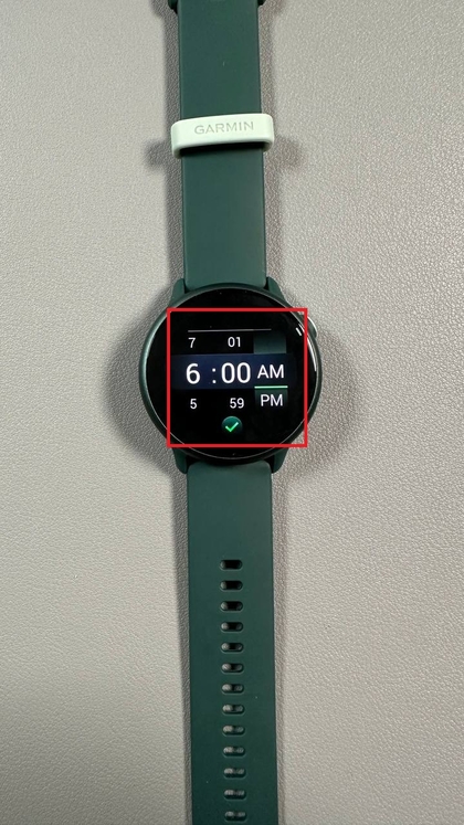 Sučelje postavki alarma na Garmin Vivoactive 6