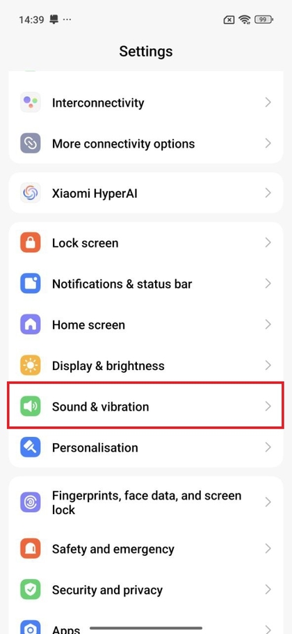 Menu de som e vibra&ccedil;&atilde;o no Xiaomi 15T