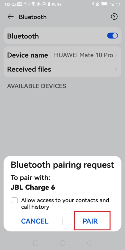 Možnost seznanjanja nove naprave v Androidu