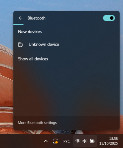 Finestra delle impostazioni Bluetooth in Windows