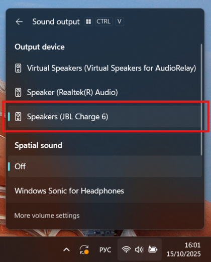 Modifica delle impostazioni di output audio in Windows