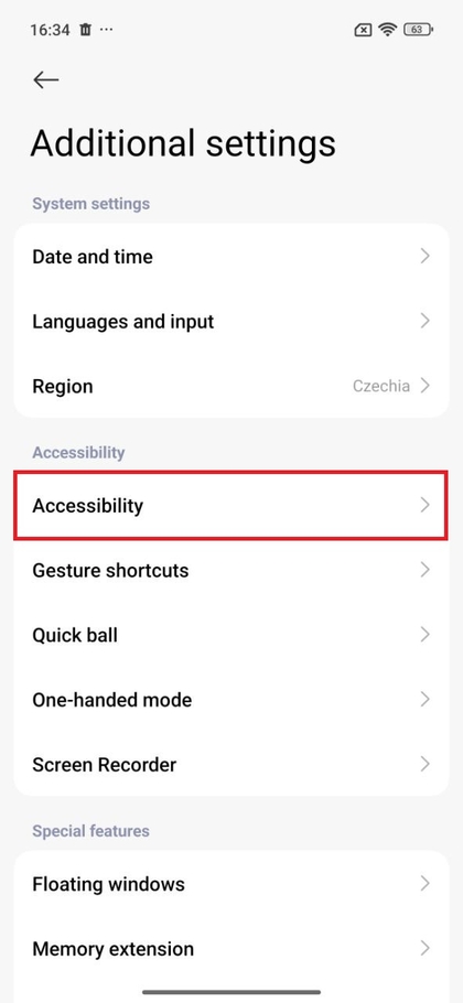 Impostazioni di Accessibilit&agrave; su Xiaomi