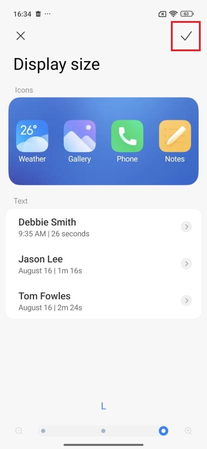 Segno di Spunta di Conferma su Xiaomi