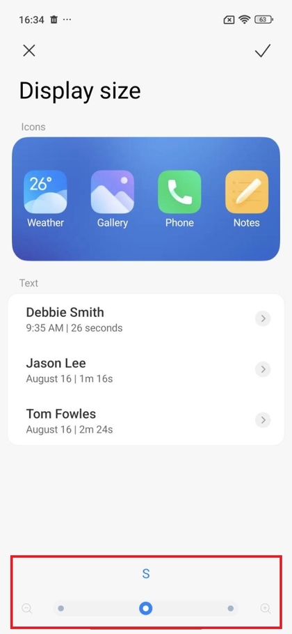 Cursore di Regolazione delle Dimensioni del Display