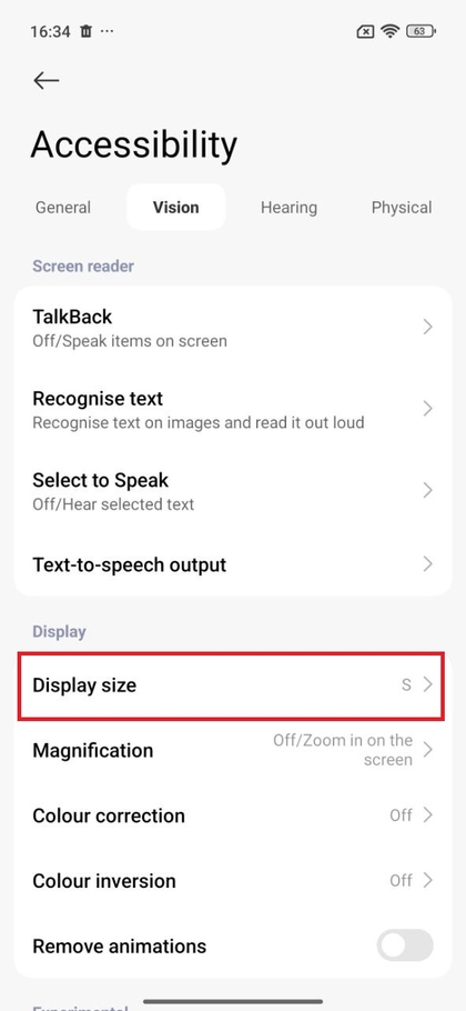 Tocca Dimensioni Display