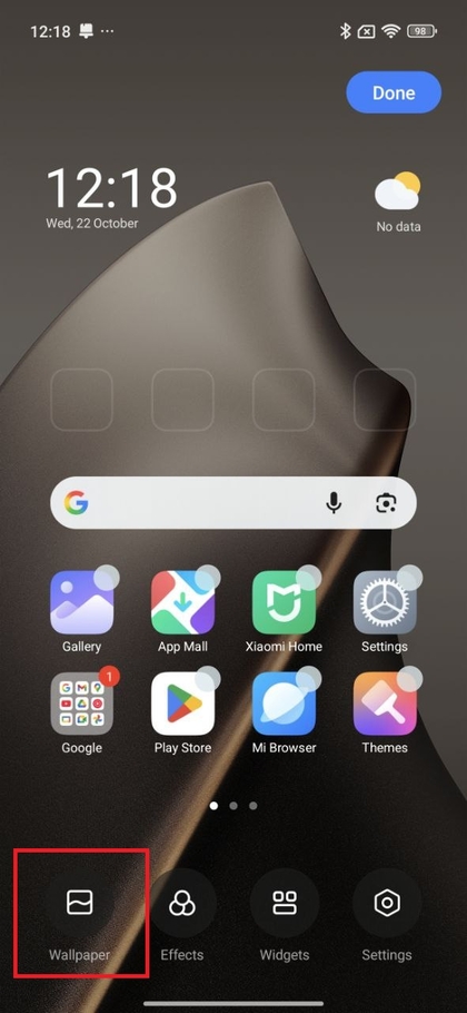 Select the Wallpaper option