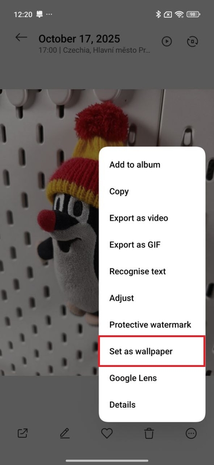 Setting gallery image as wallpaper on Xiaomi 15T