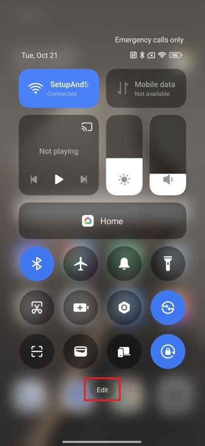 Pulsante Modifica nelle Impostazioni rapide