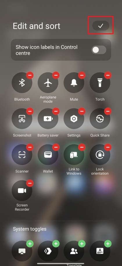 Salva le modifiche alle Impostazioni rapide