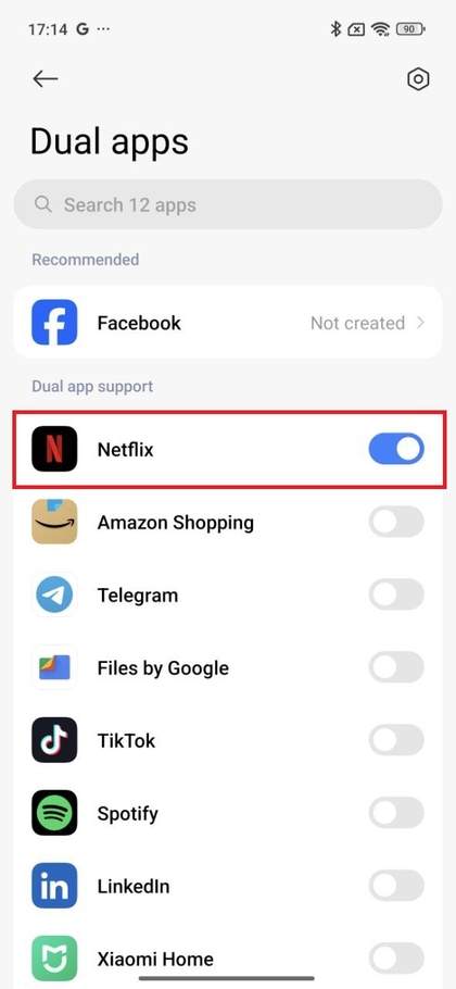 Aktivacija Dvojnih aplikacij za Netflix na Xiaomi
