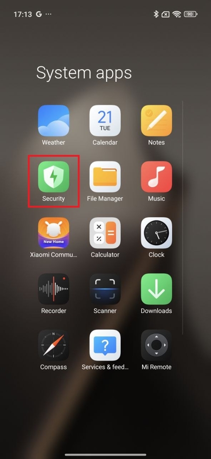 Ikona aplikacije Varnost na Xiaomi 15T