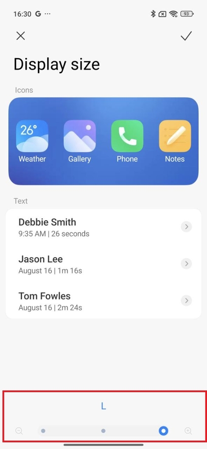 Cursore di regolazione DPI su Xiaomi