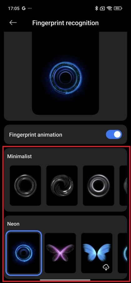 Pilih dari berbagai animasi sidik jari di Xiaomi 15T Pro