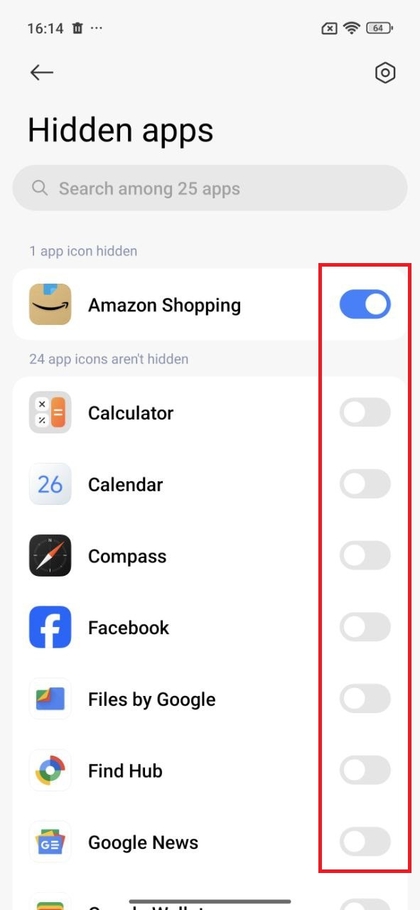 Izbira aplikacij za skrivanje na Xiaomi