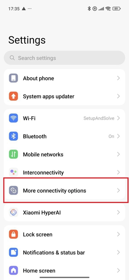 Navigacija do vi&scaron;e opcija povezivanja na Xiaomi uređaju