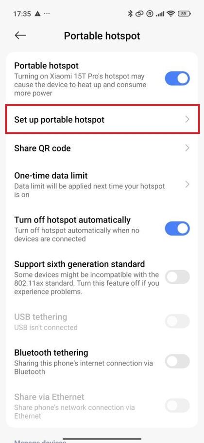 Opcije postavljanja za prijenosni hotspot na Xiaomi uređaju